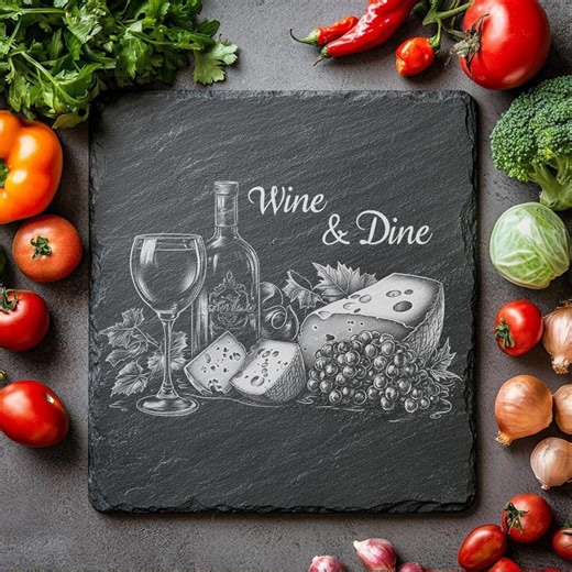 Slate Cheese Board Laser Engraving File, Wine & Dine,cheese Wedges | Kitchen Decor, Charcuterie, Cutting, Chopping Board #002 - Etsy