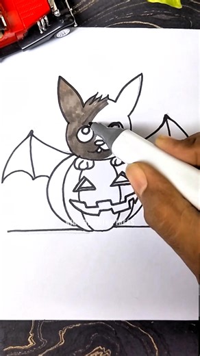 11K views · 32 reactions | How to draw a cute bat sitting on pumpkin for Halloween 驪 #pumpkinseason #batdrawing #halloweendrawing #Halloween | Kids Drawing Ideas | Facebook