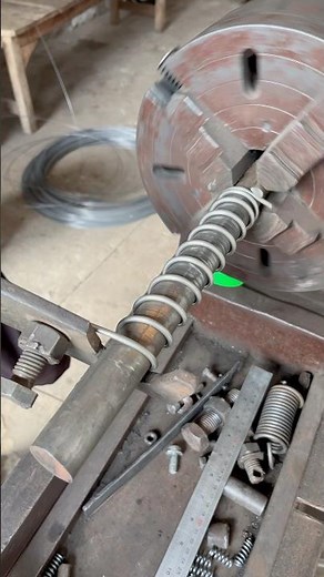 Simple Compression Spring Made on a Vintage Lathe | Steel Wire Spring DIY #shorts