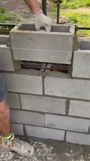 Fast Technique laying strong hollow cinder blocks perfectly creating a strong wall