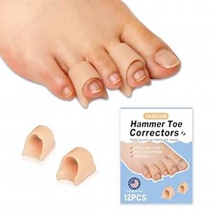Hammer Toe Straightener Corrector - Toe Corrector(12pcs, Nude), Gel Toe Splint Relief for Bunion, Crooked, Hammer Toes, Claw Toes, Small Size