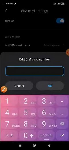 Edit sim card number on redmi note 8,8Pro