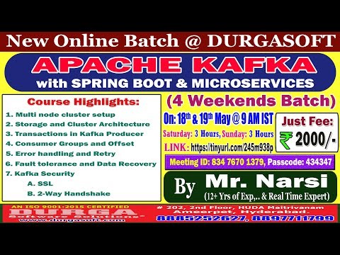 Apache Kafka with Spring Boot & Microservices (4 Weekends Batch) Online Training @ DURGASOFT