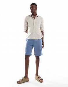 Threadbare linen rich chino shorts in navy | ASOS