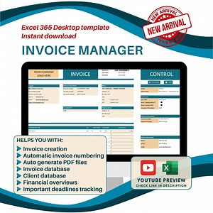 Invoice Manager: Invoice Generator & Payment Organizer, Client Management (digital Download, Excel 365 Required) - Etsy
