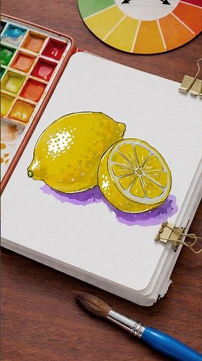 Learn how to paint a fresh and juicy lemon using watercolor step by step! 🍋🎨