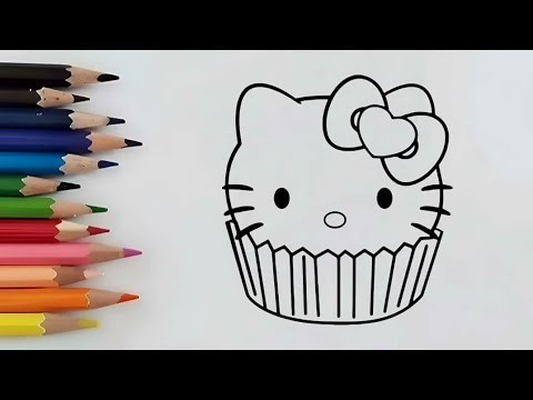 How to Draw a Cute Helo Kitty Cupcake | Easy Step-by-Step Tutorial for Kids