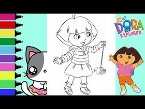 Coloring Dora the Explorer with Friends Boots and Isa Coloring Book Page | Sprinkled Donuts JR