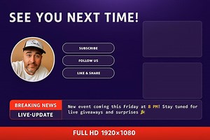 1920x1080 Interactive Outro Overlay for Streamers – Live Panel, Instant Editing of Text, Buttons, and Bottom Strip - Etsy UK