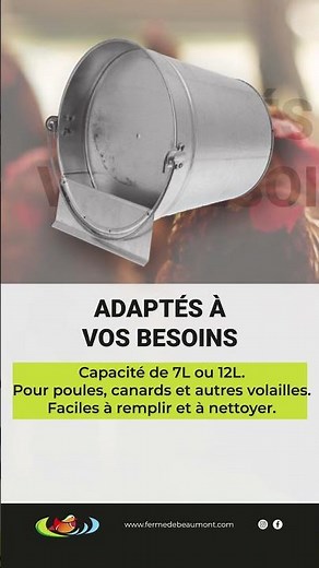 Abreuvoir galvanisé seau 7 litres pour poules et volailles - Ferme de Beaumont #animaux #poules