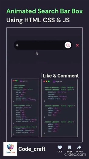 🚀 Animated Search Bar Using HTML, CSS & JavaScript