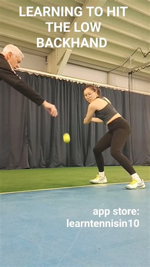 Making a good physical position to be able to drive a low ball is a tough technique to learn. Initially we use the drop feed and concentrate on the shape and contact point. Later we will use different feeds that come to the player. #tennisbackhand #lefthanded #womenstennis #tenniscoaching #onemoreball | Tennis