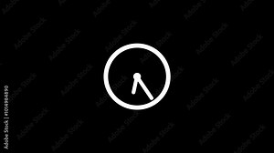 clock icon white color animation. black background 24 hour fast digital clock.