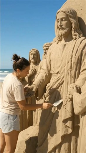 Everyone Judged Her… But Jesus Showed Her Mercy ✝️😢 | Sand Sculpture #shorts