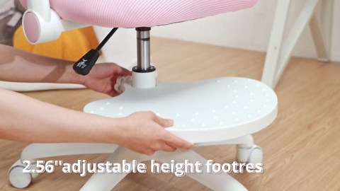 HOFFREE Kids Desk Chair Ergonomic Study Chair with Flipped Armrest and Footrest Adjustable Height Swivel Kids Computer Chair Mesh Desk Chair for Boys Girls Children at Home Bedroom Study Room Pink