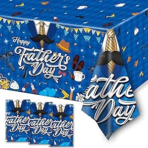 CMUSKO Fathers Day Decorations-3pcs Happy Father Day Tablecloths,Rectangle Plastic Best Dad Party Table Cover for Fathers Day Party Dinner Decoration (Tablecloth)