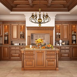 [Hot Item] Brown Kitchen Furniture Solid Wood Modern Kitchen Cabinets Designs