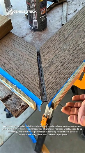 Perfect Miter Joint Trick #Woodworking #DIYProjects #Construction