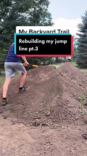 Rebuilding my jump line pt.3 #mtb #build #backyard #backyardtrail #jumptrail