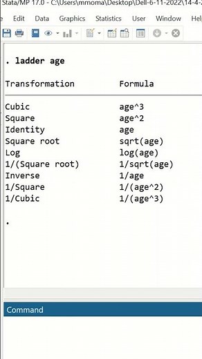 Ladder command for data transformation options in STATA #Shorts