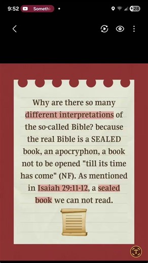 THE BIBLE: A BOOK WE CAN NOT READ, ONLY IMAGINE (ISAIAH 29:11-12).