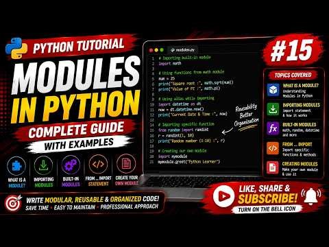 Python Tutorial #15 | Modules in Python Explained | import, from & Built-in Modules