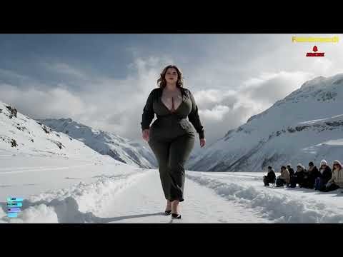 Plus-Size Fashion Show on a Snowy Mountain:A Stunning Runway Experience #PlusSizeFashion#SnowyRunway