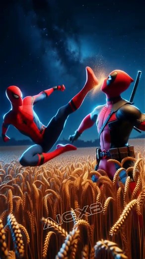 🌾 "Spider-Man vs Venom & Deadpool | Night Village Battle | 3D Animation Scene" 🌙#shorts