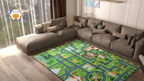 Kids Car Rug Play Mat 2.5x4 Feet City Life Road Traffic Carpet for Bedroom Playroom Non Slip Backing Washable Floor Mat for Boys Girls Educational Map with Zoo Ferris Wheel