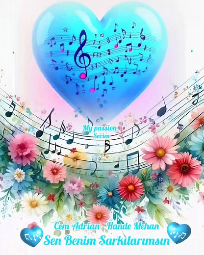 ~ ~ CEM ADRİAN - HANDE MEHAN ~ ~ 💙🎶SEN BENİM ŞARKILARIMSIN🎶💙 Belki bir şarkının her sesinde Belki bir sahil meyhanesinde Belki de içtiğim sigaranın dumanısın Bir yıldız gökte kayıp giderken Islak bir yolda yalnız yürürken Bambaşka bir şeyi düşünürken aklımdasın Geçmiş değil bugün gibi Yaşıyorum hala seni Sen hep benim yanımdasın Gündüzümde gecemdesin Çalınmasın söylenmesin Sen benim şarkılarımsın Geçmiş değil bugün gibi Yaşıyorum hala seni Sen hep benim yanımdasın | My passion