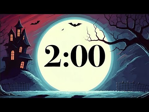 2 Minute Halloween Timer | Spooky Classroom Countdown with Fun Music, Full Moon, & Haunted House