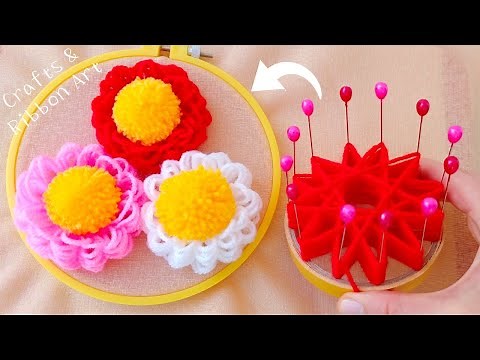 Amazing Flower Craft Ideas with Wool - Easy Woolen Flower Making Ideas - DIY Flowers with Wool