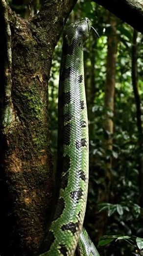 An Anaconda Climbing a tree #worldsnake