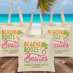 Beach Booze & Besties Tote Bag - Bachelorette Party Bag - Girls Trip Bags - Welcome Gift Bags - Best Friends Trip - Mexico Hawaii Getaway - Etsy