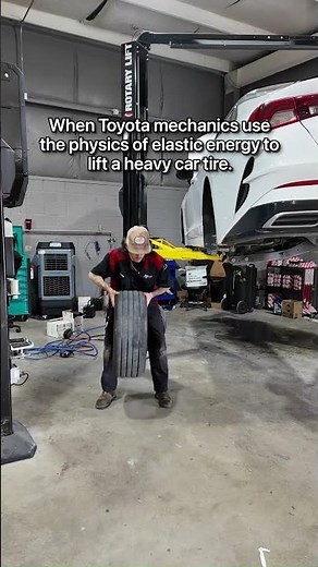 Toyota Mechanics Using Physics to Change a Tire 😎