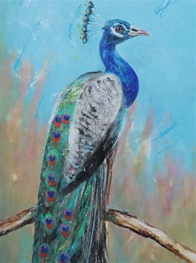 Emerald Majesty: An Abstract Wildlife Painting