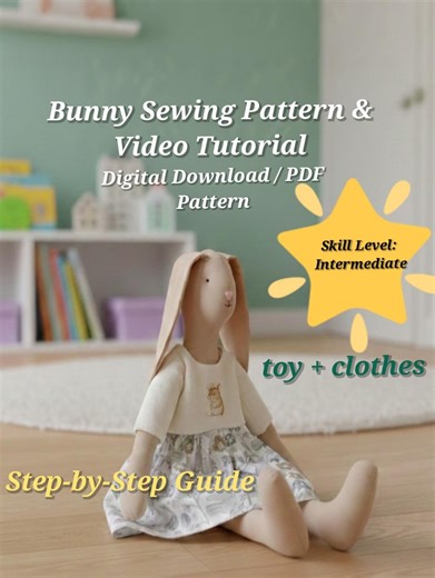 Digital Bunny Doll Pattern PDF | Soft Toy Sewing Pattern | Video Tutorial | Instant Download - Etsy