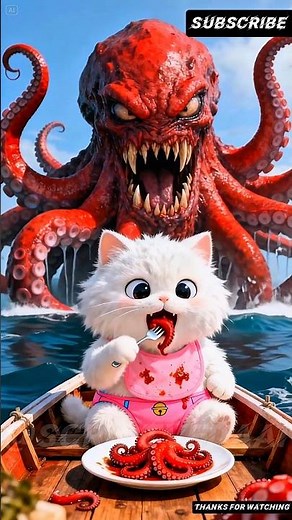 क्या छुटकू बच पायेगा ऑक्टोपस से 🐙😱 #shorts #kitten