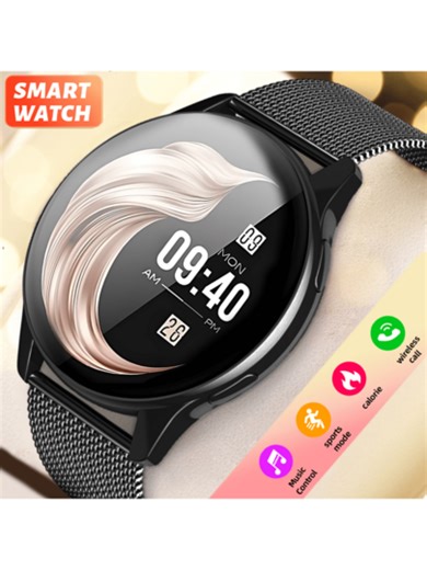 1pc Full-Screen Touch Control Unisex Smart Watch, Stainless Steel Strap, Men's Watch, Wireless Call Answering, Wireless Dialing, Message Reminder, Multiple Sports Modes, Information Reminder, Alarm Clock, Remote Shutter, Music Control, Fitness Tracking, 180mAh Lithium-Ion Battery, 1.53" Round Full-Screen Touch, Wireless Connection Compatible With Android And IOS Smartphones | SHEIN