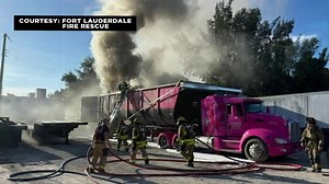 Truck carrying recycled products catches fire in Fort Lauderdale; no injuries reported - WSVN 7News | Miami News, Weather, Sports | Fort Lauderdale