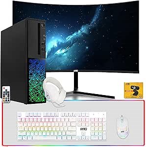 TechMagnet Gaming Desktop PC, Intel i5 6th Gen, Galaxy 6, 16GB RAM, 480GB SSD, MTG New 24 Inch Curved Monitor, GT 1030, 4 in 1 Gaming Kit, Webcam, Windows 11 (Renewed)
