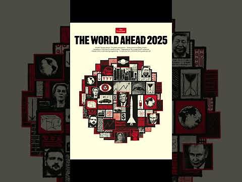 The Economist, The World Ahead 2025, the cover puzzle depicts future trends for 2025