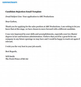 Candidate Rejection Email Template - Free PDF Download