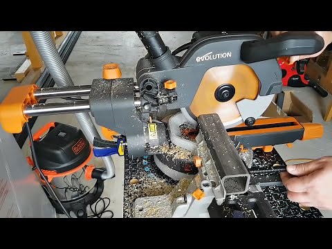 Evolution R210SMS 210mm Sliding Mitre Saw with special multi-material cutting blade