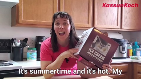 Ice Cream Attachment for KitchenAid Stand Mixer,Fits 4.5-5Qt Tilt-Head/6-7Qt Bowl-Lift Stand Mixers, 2-Quart Frozen Kitchenaid Ice Cream Maker Attachment, Ice Cream & Sorbet Gelato Maker by KassunKoch