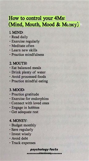 Which of the 4Ms do YOU struggle with the most — Mind, Mouth, Mood, or Money? #psychologyfacts