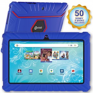 Contixo 7" Kids Tablet with 50 Disney eBooks, Parental Controls, Dual Cameras, Blue