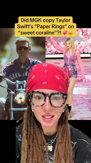 Did my King @machinegunkelly copy @taylorswift “Paper Rings” on his track “sweet coralinel?! 🤔 NOTE: I’m obsessed with ‘Lost Americana’ ❤️ #mgk #lostamericana #swifties | Jessica Golich