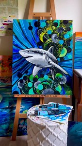 ✨The great white, king of all sharks, painted in honor of shark week. I painted this piece with acrylic paint on canvas using a palette knife and paint brush in multiple layers. Not sure where my fascination of sharks comes from, but they truly are beautiful creatures and incredibly fun to paint. Mysterious. Haunting. Powerful. Pictured at the end with multiple other shark pieces I’ve created. Happy shark week my friends!! . . . . . #art #artist #acrylicpainting #oilpainting #artistsoninstagram 