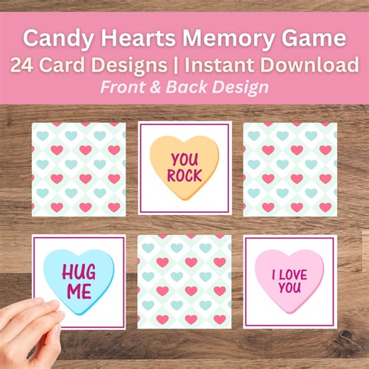 Conversation Candy Hearts Kids Memory Game - Fun Matching Game for Children - Educational Preschool Activity - Etsy